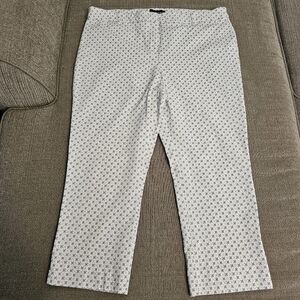 Cynthia Rowley White Blue Pattern Career Office Casual Capri Pants Size XL